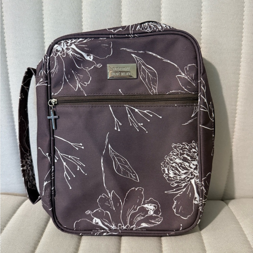 Bible book cover brown with flowers
